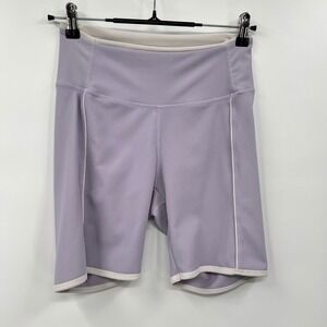 Wilo The Label Medium Biker Shorts Womens Lavender Purple Ribbed Contrast Piping